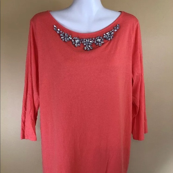 JCP 3/4 Sleeve Orange Light Weight Blouse - Picture 1 of 5